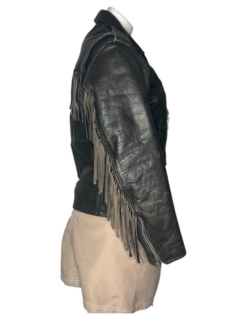 Vintage Western Leather Fringe Biker Jacket Size 42 Fits Size Small - Medium - Picture 3 of 12